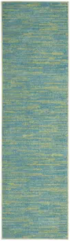 8' Blue And Green Indoor Outdoor Runner Rug