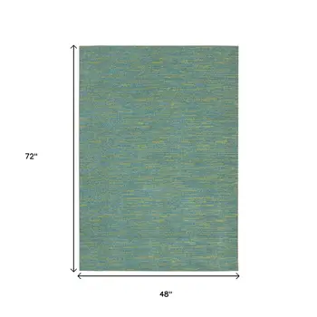 4' X 6' Blue And Green Indoor Outdoor Area Rug