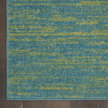 7' Blue And Green Square Indoor Outdoor Area Rug
