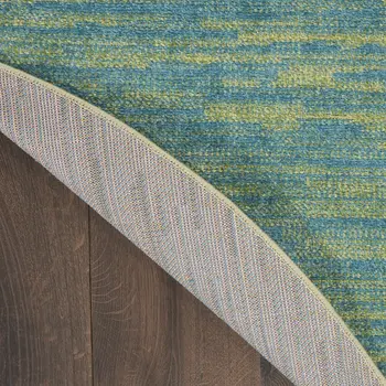 8' X 8' Blue And Green Round Indoor Outdoor Area Rug