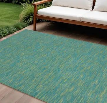9' X 12' Blue And Green Indoor Outdoor Area Rug