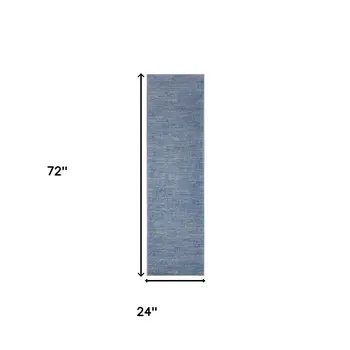 6' Blue And Gray Indoor Outdoor Runner Rug