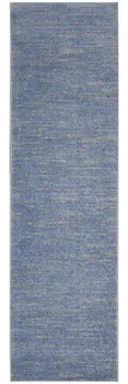6' Blue And Gray Indoor Outdoor Runner Rug