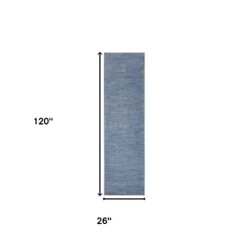 10' Blue And Gray Indoor Outdoor Runner Rug