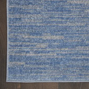 7' Blue And Gray Square Indoor Outdoor Area Rug