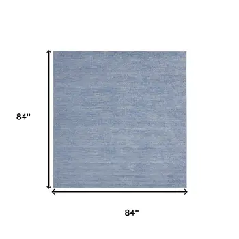 7' Blue And Gray Square Indoor Outdoor Area Rug