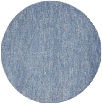 8' X 8' Blue And Gray Round Indoor Outdoor Area Rug