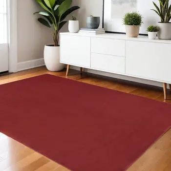 4' X 6' Brick Red Stain Resistant Indoor Outdoor Area Rug