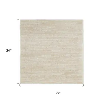 6' Beige And Ivory Indoor Outdoor Runner Rug