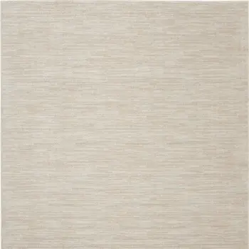 7' Beige And Ivory Square Indoor Outdoor Area Rug