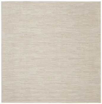 7' Beige And Ivory Square Indoor Outdoor Area Rug