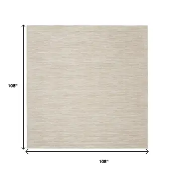 9' Beige And Ivory Square Indoor Outdoor Area Rug