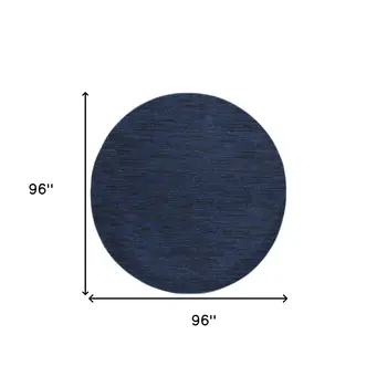 8' Midnight Blue Round Stain Resistant Indoor Outdoor Area Rug