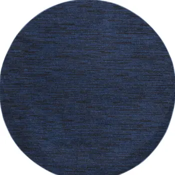 8' Midnight Blue Round Stain Resistant Indoor Outdoor Area Rug