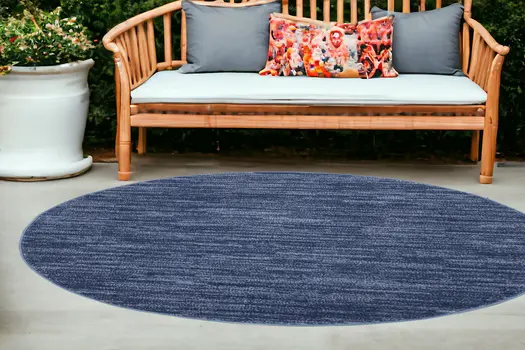 8' X 8' Blue Round Indoor Outdoor Area Rug