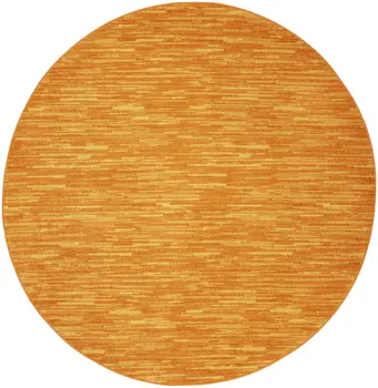 8' X 8' Orange Round Indoor Outdoor Area Rug