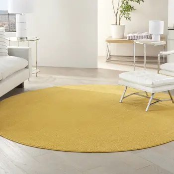 8' X 8' Yellow Round Indoor Outdoor Area Rug