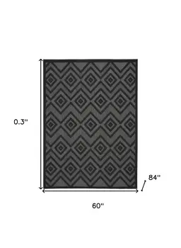 5' X 7' Charcoal Indoor Outdoor Area Rug