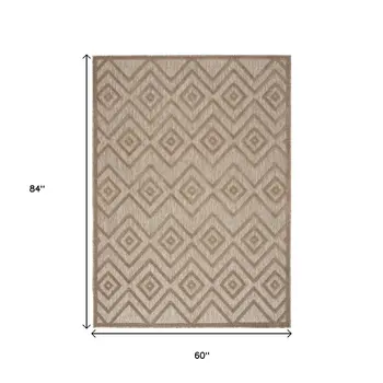 5' X 7' Beige Indoor Outdoor Area Rug