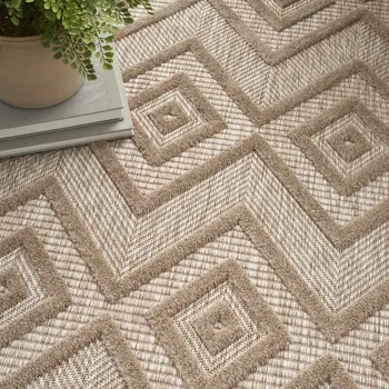 5' X 7' Beige Indoor Outdoor Area Rug