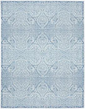 8' X 10' Blue Floral Distressed Washable Area Rug