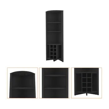 71" Black Wood Corner Bar Cabinet