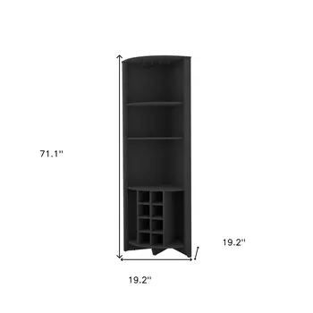 71" Black Wood Corner Bar Cabinet