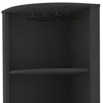 71" Black Wood Corner Bar Cabinet