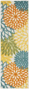 6' Blue And Yellow Indoor Outdoor Runner Rug
