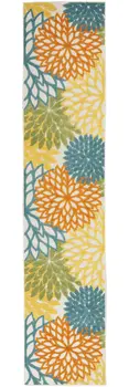 10' Turquoise Indoor Outdoor Runner Rug
