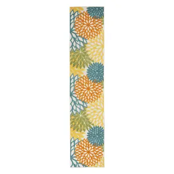 12' Turquoise Indoor Outdoor Runner Rug