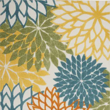 5' X 7' Blue And Yellow Indoor Outdoor Area Rug