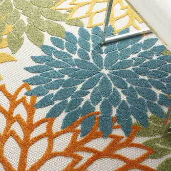 5' X 7' Blue And Yellow Indoor Outdoor Area Rug