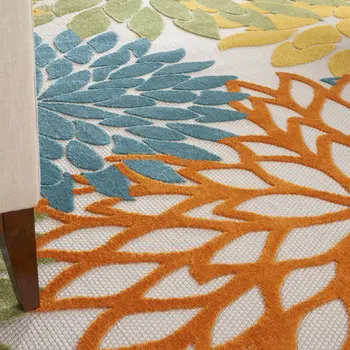 9' X 12' Blue And Yellow Indoor Outdoor Area Rug