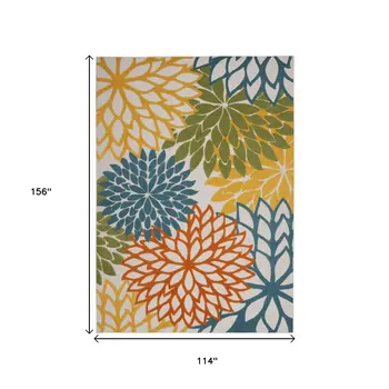 10' X 13' Blue And Yellow Indoor Outdoor Area Rug