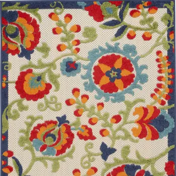 3' X 5' Red And Ivory Indoor Outdoor Area Rug