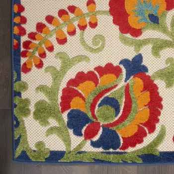 3' X 5' Red And Ivory Indoor Outdoor Area Rug