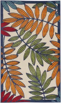 3' X 5' Red And Ivory Indoor Outdoor Area Rug