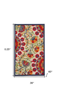 3' X 5' Red And Ivory Indoor Outdoor Area Rug