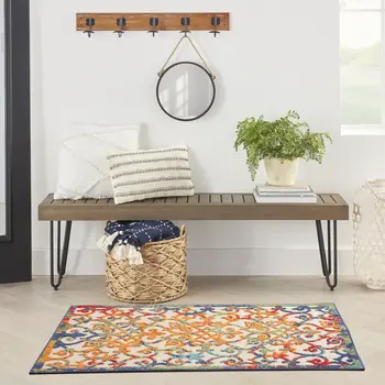 3' X 5' Blue And Orange Indoor Outdoor Area Rug
