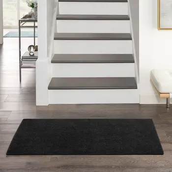 4' Runner Black Indoor Outdoor Runner Rug