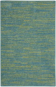4' Runner Blue And Green Indoor Outdoor Runner Rug