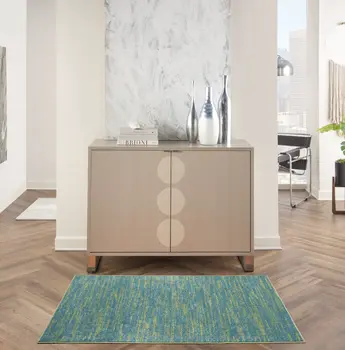 3' X 5' Blue And Green Indoor Outdoor Area Rug