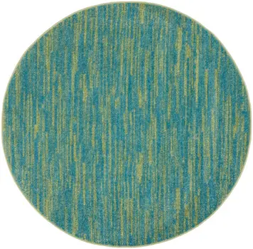 4' Blue And Green Round Indoor Outdoor Area Rug
