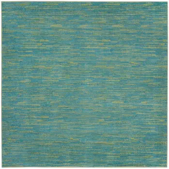 5' X 5' Blue And Green Square Indoor Outdoor Area Rug