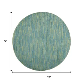 6' X 6' Blue And Green Round Indoor Outdoor Area Rug