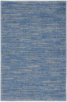 4' Runner Blue And Gray Indoor Outdoor Runner Rug