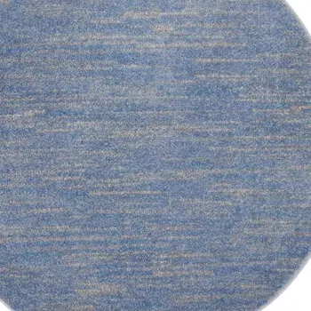 4' Blue And Gray Round Indoor Outdoor Area Rug