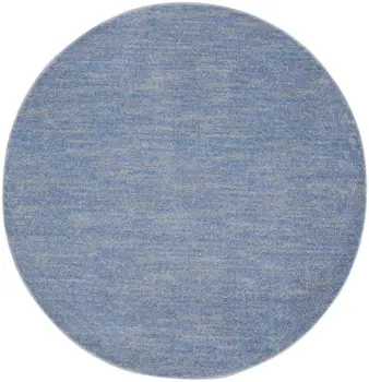 6' X 6' Blue And Gray Round Indoor Outdoor Area Rug