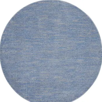 6' X 6' Blue And Gray Round Indoor Outdoor Area Rug